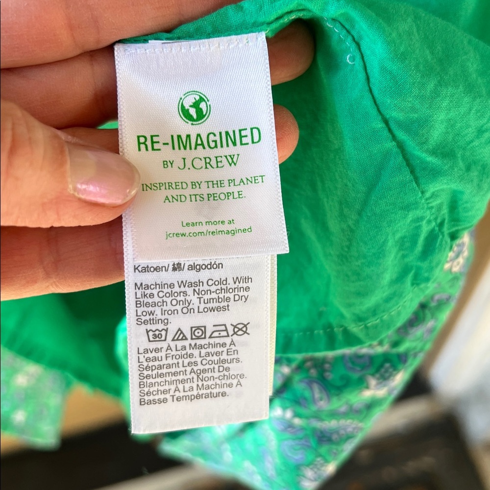 J. Crew Factory Green Floral Mini Shirt Dress - Picture 8 of 11